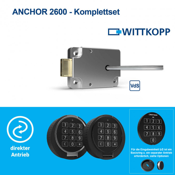 Carl WITTKOPP ANCHOR 2600 KOMPLETTSET - Elektronikschloss EN 1300 B VdS II 2, bestehend aus Einzelkomponenten: